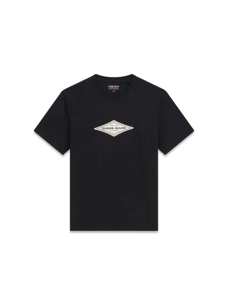 GUESS JEANS Tricou DIAMOND galben miere alb murdar negru