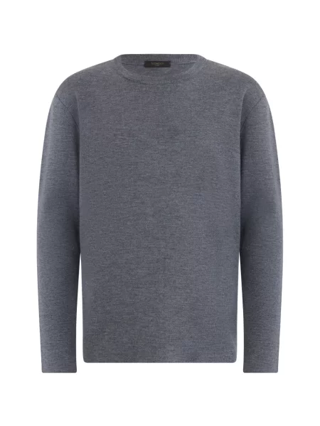 Lung pulover Slowear cu decolteu rotund gri
