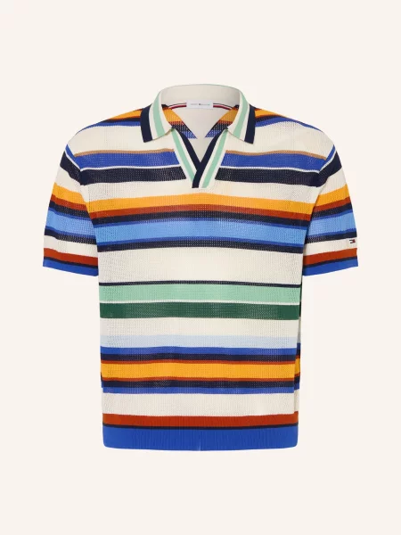Tommy Hilfiger Pletené Polo Tričko / oranžová / zelená modrá