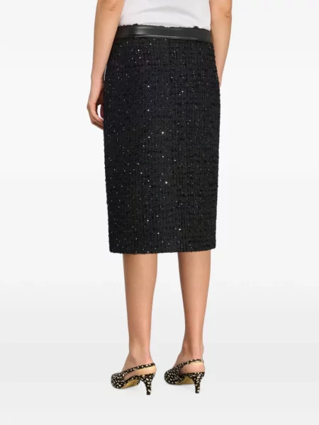 Fustă Semicouture cu paiete din tweed negru