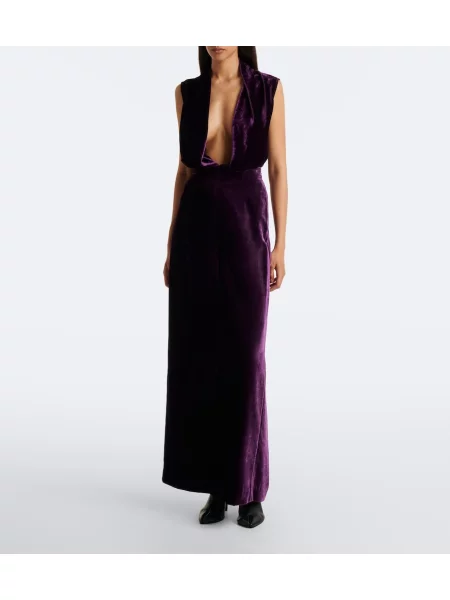 Fusta maxi Maison Margiela de catifea violet
