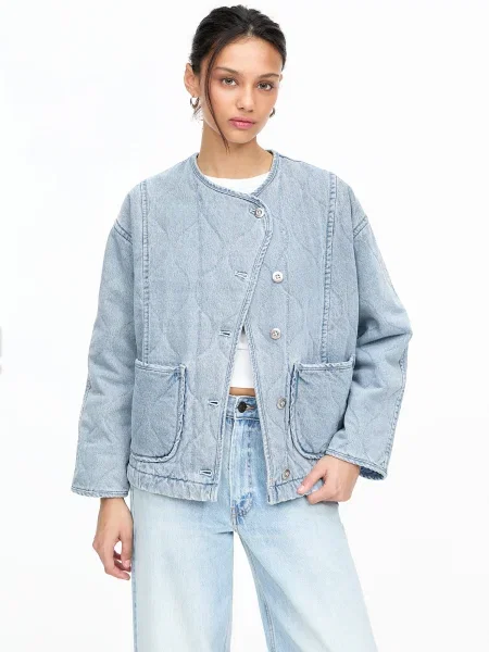 Pull&Bear Geacă de primăvară-toamnă deschis albastru