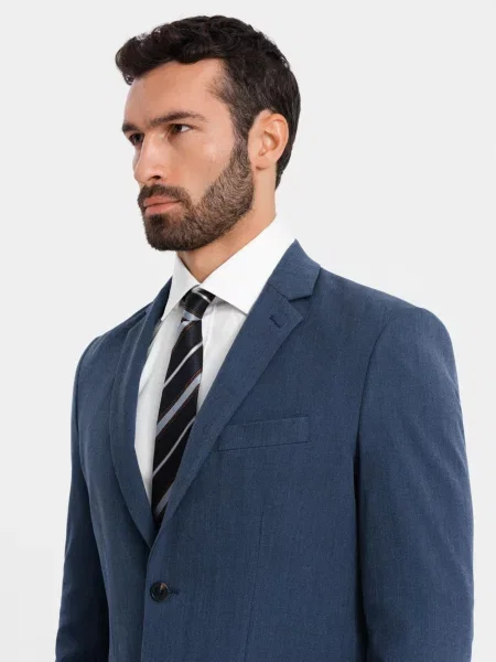 Vlnené kockované elegantné sako Ombre modrá