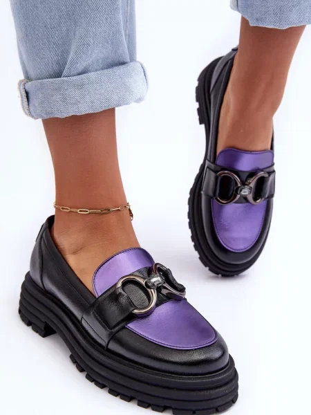 Usnjene loaferke Laura Messi brez pet črna