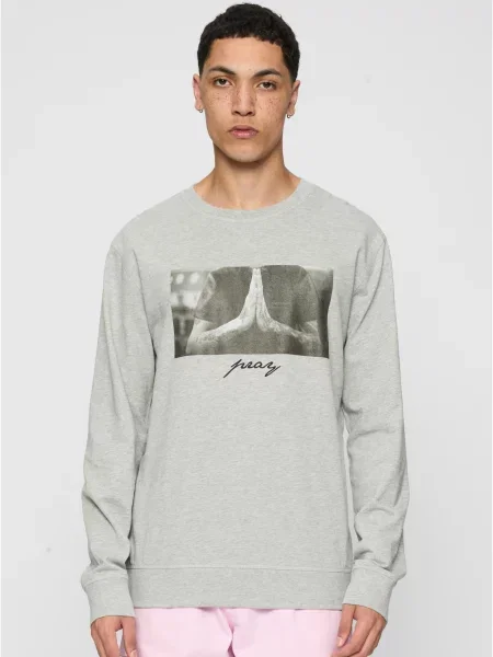 Суичър без качулка Mister Tee сиво