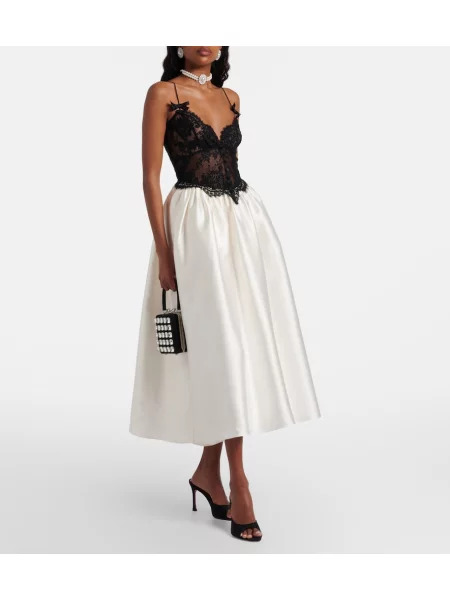Rochie midi Self-portrait din dantelă alb