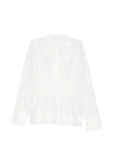 Bluzka z wiązanym dekoltem Su z kokardką biała