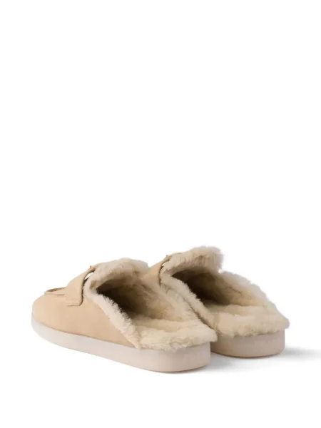 Papuci tip mules Prada din piele de căprioară