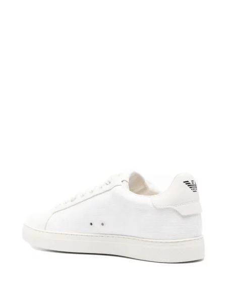 Δερμάτινα sneakers Emporio Armani με κορδόνια λευκό