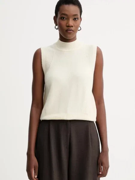 Sessun kamizelka wełniana lekki z półgolfem beżowy