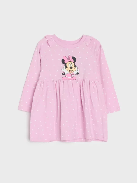 Sinsay šaty s volánky Minnie Mouse pastelová růžová