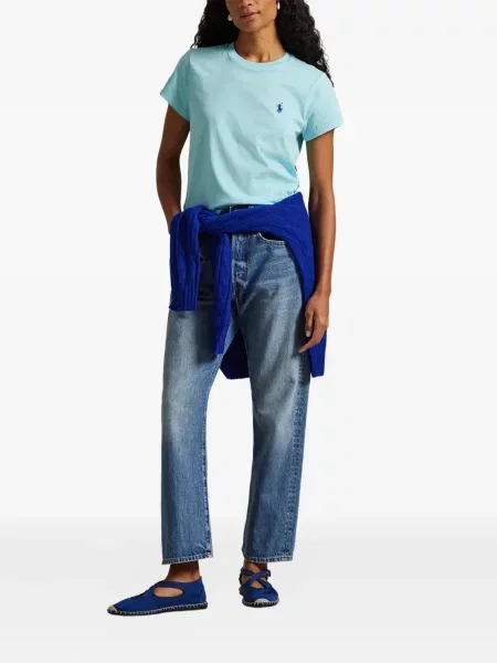 Dugo rebrasti s ovratnikom polo majica Polo Ralph Lauren plava