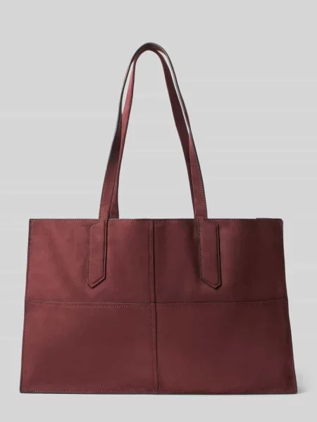 Torba shopper z detalem z logo model ‘AMY’ Liebeskind Berlin bordowa
