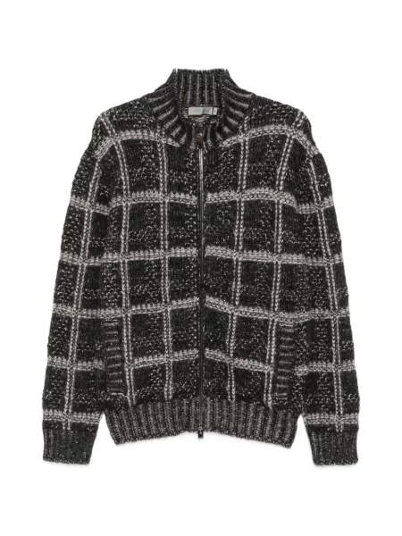Cardigan Canali în carouri negru