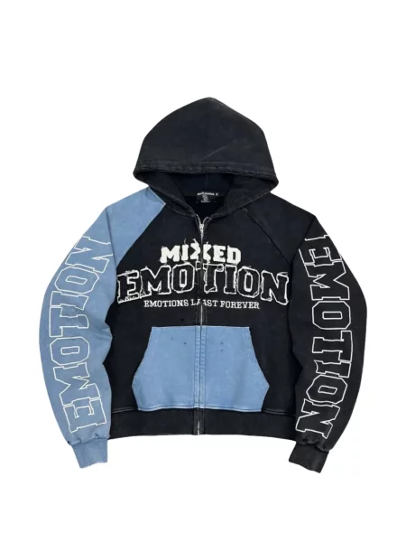 Hanorac cu glugă Mixed Emotion cu imagine negru