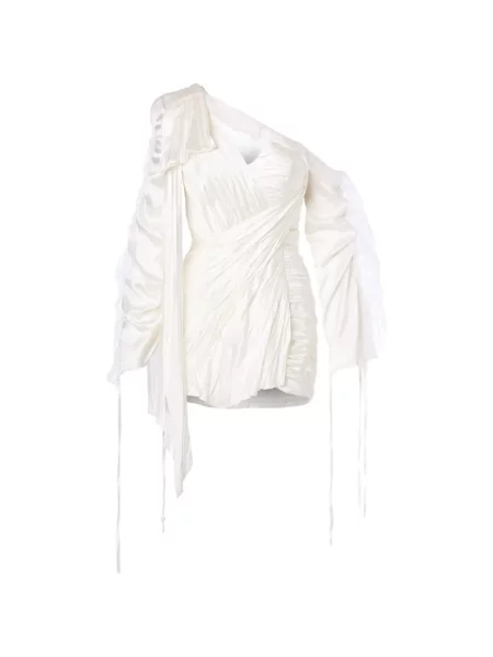 Rochie mini Norina St cu volane alb