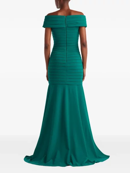 Rochie maxi Tadashi Shoji plisată de costum verde