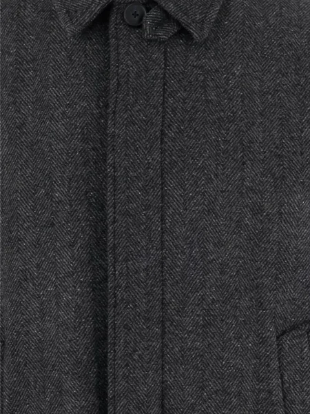 Palton Vince de lână cu model herringbone gri