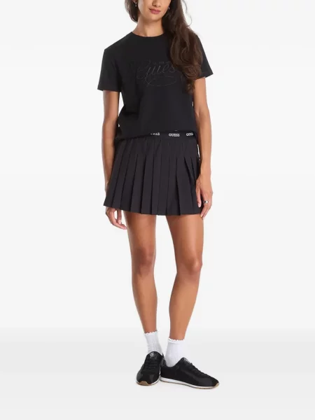 Scurt tricou Guess cu autograf negru