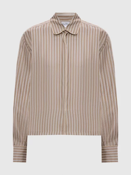 Блуза BRAMA із шовку в смужку Max Mara хакі