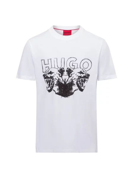 HUGO t-shirt z nadrukiem biały