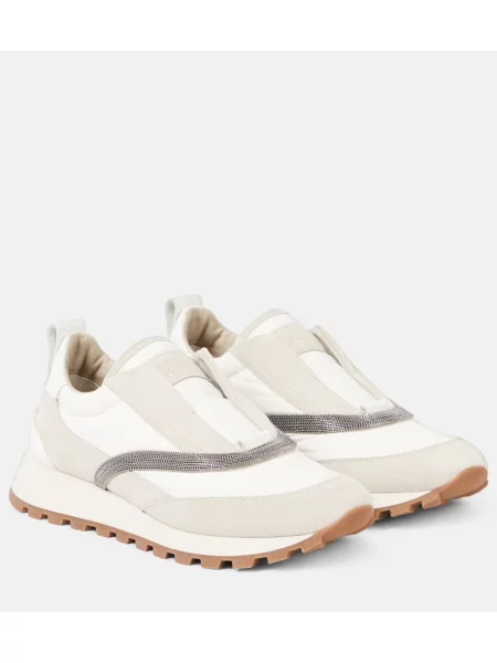 Sneakerși Brunello Cucinelli din piele alb