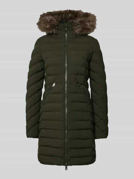 Płaszcz pikowany o kroju regular fit z obszyciem ze sztucznego futra model ‘Fuji’ Superdry