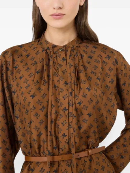Rochie mini Max Mara de mătase cu imagine maro