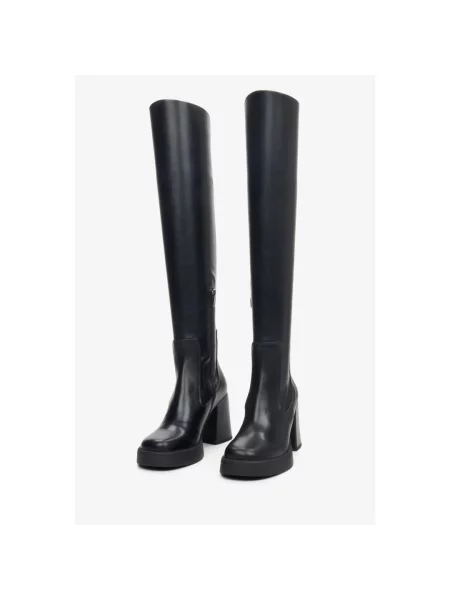 Кожаные ботфорты Estro черные