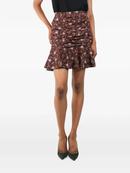 Fusta mini Veronica Beard cu model floral cu imagine maro