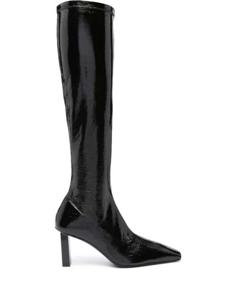 Кожени ботуши Courreges черно