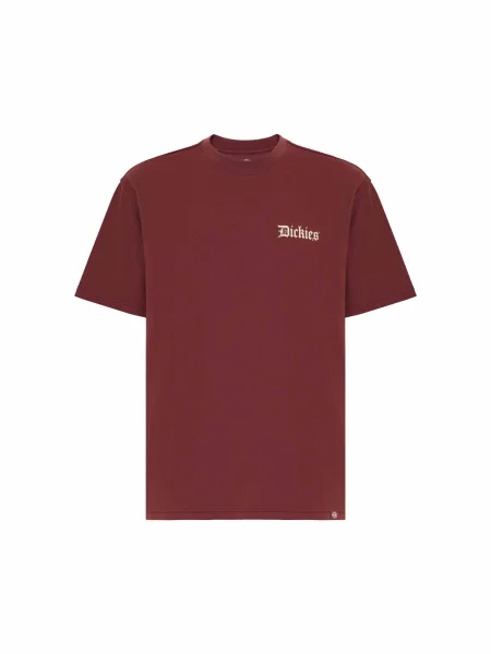 DICKIES Tricou Diner crem / maro ruginiu bordo