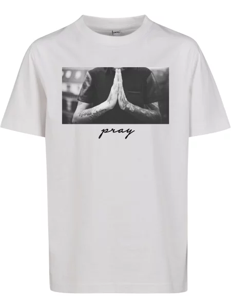 Mister Tee Tricou Pray gri / gri închis / negru / murdar alb