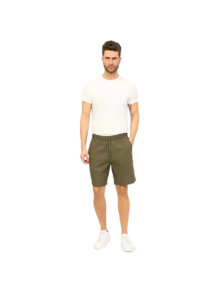 Lniane bermudy Emporio Armani zielone