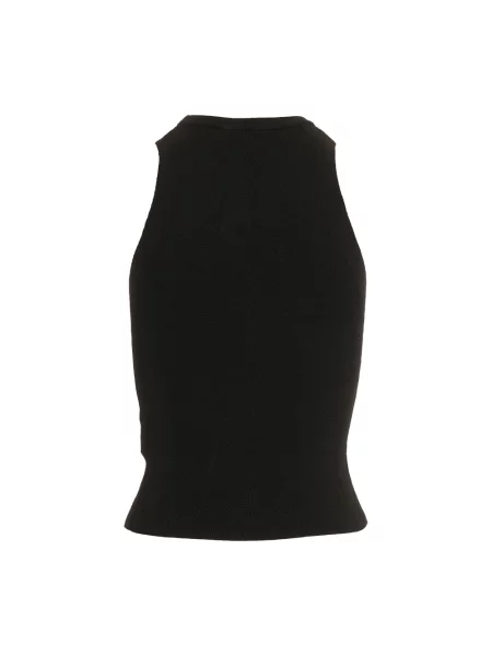 Top Diesel z dekoltem w serek na ramiączkach żakardowy czarny