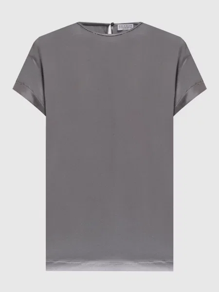 Топ із шовку з ланцюжком моніль Brunello Cucinelli сірий