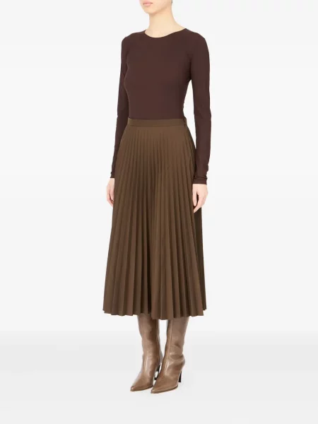 Плисирана плисирана пола Mm6 Maison Margiela до коляното кафяво