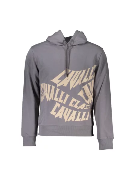 Bluza z kapturem Cavalli Class z kapturem szara