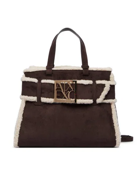 Shopperka Armani Exchange zamszowa brązowa