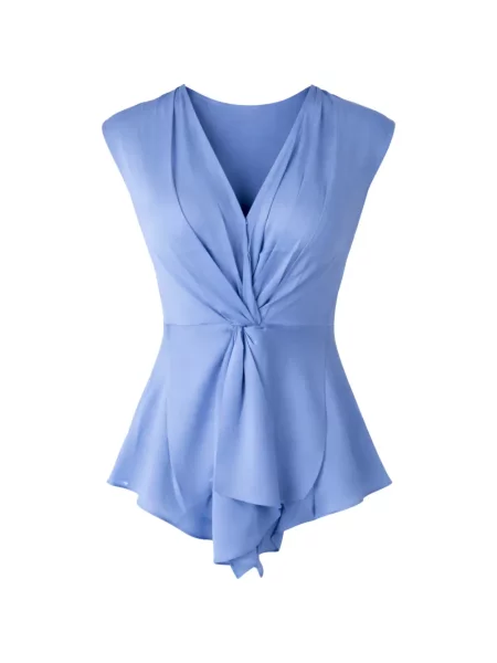 Bluzka Silk95five z dekoltem w serek niebieska