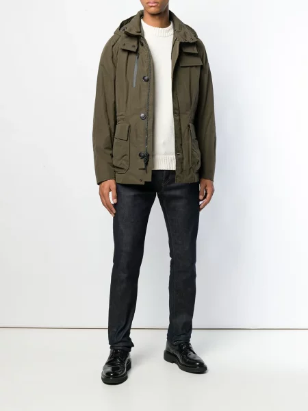 Geacă cu puf Woolrich cu glugă verde