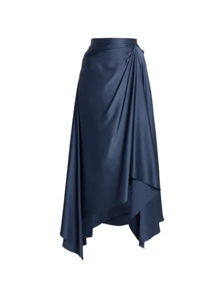 Fustă midi Erdem din satin drapată albastru