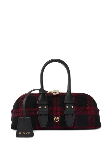 Geantă shopper Pinko în carouri negru