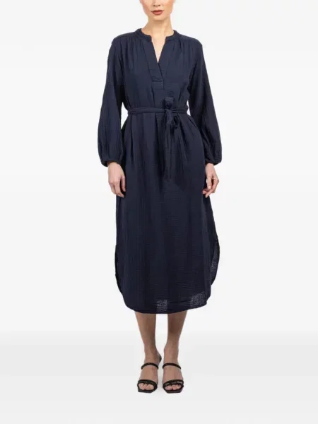 Sukienka midi Xirena z dekoltem w serek do kolan garniturowa niebieska