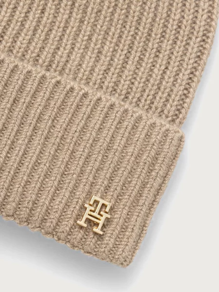 Tommy Hilfiger czapka kaszmirowa beżowa