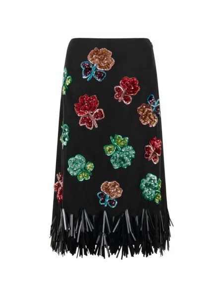 Fustă Marni cu paiete cu model floral negru