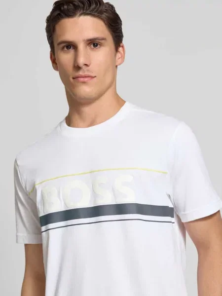 T-shirt o kroju regular fit z czystej bawełny model ‘ICONIC ZONE’ Boss Green biała