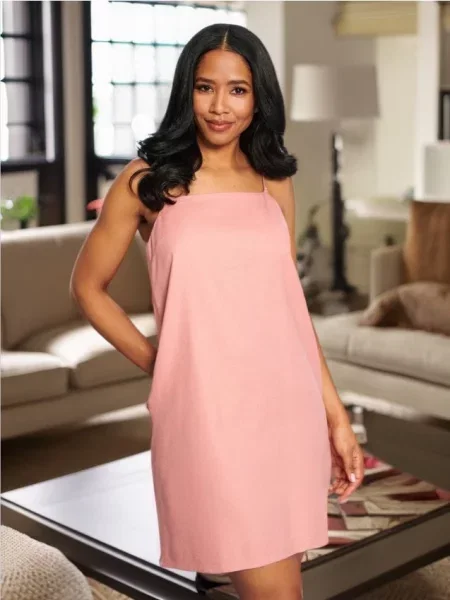 Класична мінісукня з віскозою та домішкою льону пильно-рожевий рожева