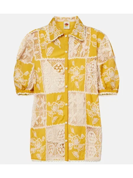 Cămașă Farm Rio din dantelă galben