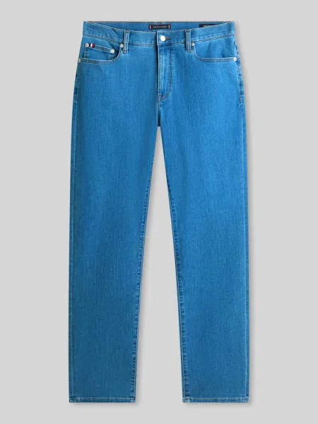 Jeansy o kroju straight fit z mieszanka bawełny w 5 kieszeni Tommy Hilfiger niebieskie